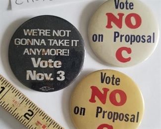 $2.00 each Vote No on Proposal C political buttons  
