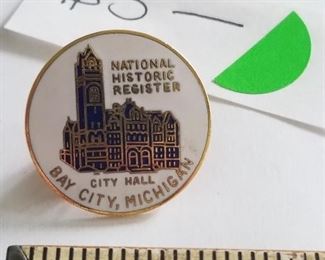 $5.00 Michigan Historical Register City Hall, Bay City, Michigan button  