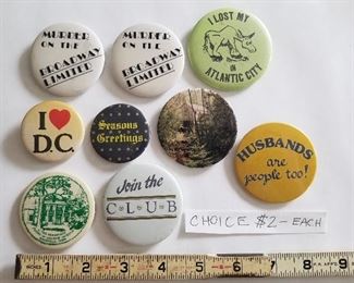 $2.00 Assorted button pins  