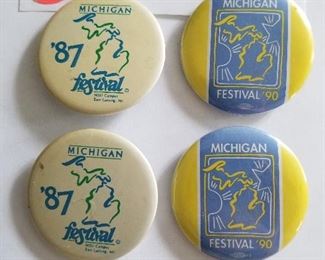 $3.00 each Michigan Festival buttons, 1987, 1990   