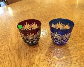 $20.00 pair cut to clear crystal shot glasses.  