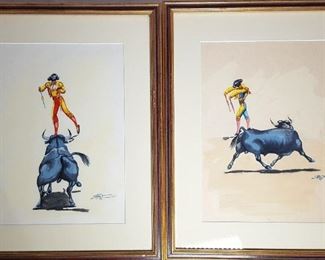 Art Ronacio H Bullfight Gouache