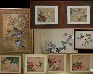 Asian Art Painting Flowers Birds Butterflies