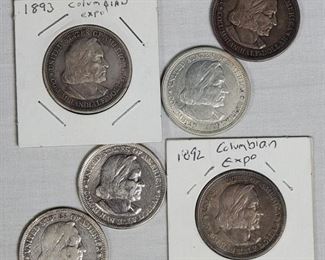 Coins Silver Columbian Expo Half Dollars