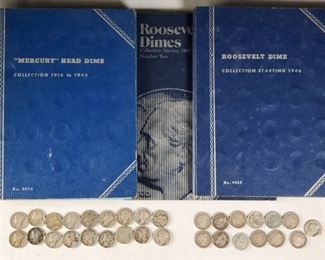 Coins Silver Dimes Barber Mercury Roosevelt