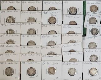 Coins Silver Dimes Barber Tray