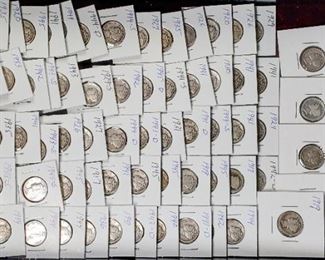 Coins Silver Dimes Mercury Tray A