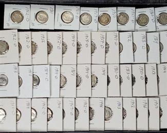 Coins Silver Dimes Roosevelt Tray B