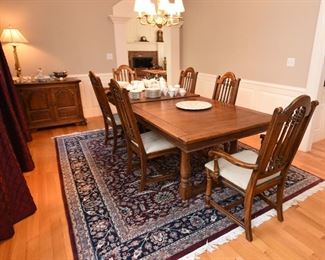 Everything is for sale in the dining room – even the curtains and chandeliers.