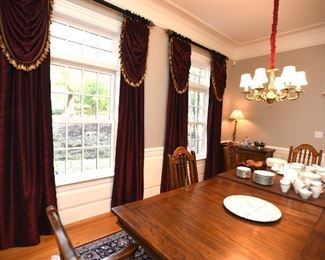 The curtains are for sale, as is the chandelier.