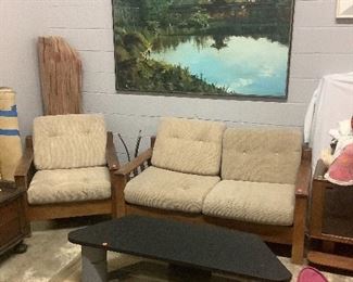 Love Seat and Chair - Wood frame