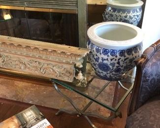 Pair iron hoofed side tables