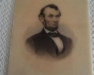 Portrait of Lincoln on glass panel