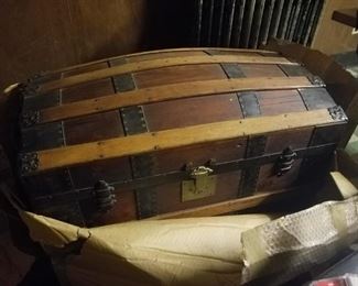 Wonderfully restored dome top steamer trunk