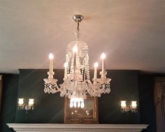 Crystal Chandeliers and sconces. Check back for availability