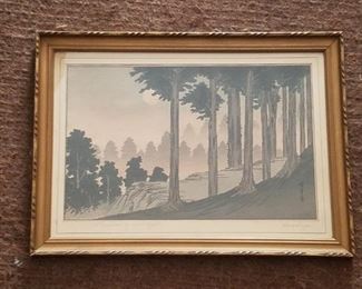 Mt Kurawa by Moonlight. Original Hiroshige woodblock print