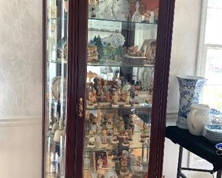 Lighted Cherry wood  display curio cabinet   w/5 glass shelves             77"h X 36"w X 14"d   $510.00
