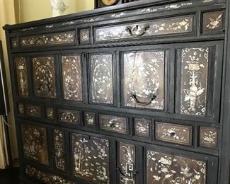 Antique Chinoiserie Chinese Inlay Apothecary Cabinet.. Stunnnnnning... 