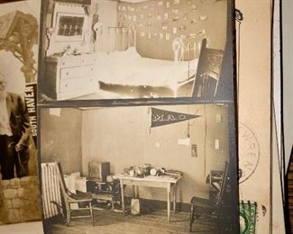 RPPC of a 1916 dorm room at M.A.C.  Michigan Agricultural College!