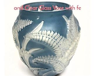 Lot 1001 PHOENIX Glass Frosted Blue and Clear Glass Vase with fe