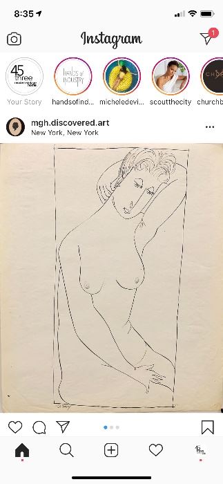 Line sketch from 1950 done by artist D. Stacey. 