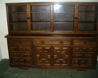 Spanish Catalan Barcelona Spain solid walnut buffet server made in 1960 for Colonel James B. Swindal USAF Air Force One pilot for President John F. Kennedy