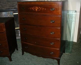 Limbert Craftsman high boy dresser French bow front. A matching bed is part of the set in full size