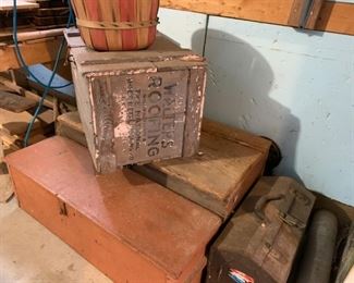Old crates and wood boxes