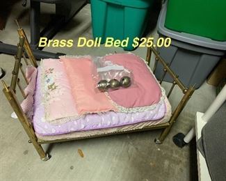 brass doll bed $25 w/ mattress and covers