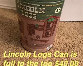 Lincoln logs. Can is full to the top $40
