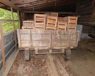 Old Farm Wagon with Lots of Old Crates/Boxes