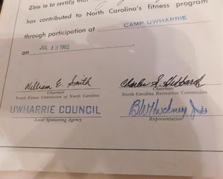 Boy Scout Uwharrie Council Certificate