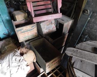 Lots of Old Wooden Advertising Crates