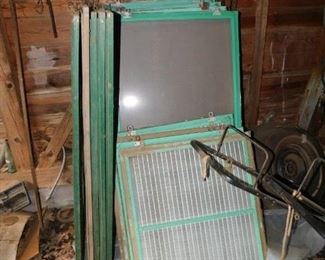 Old Green Paint Wooden Framed Screens