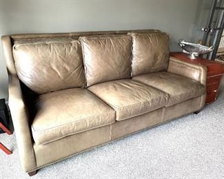 7’ leather sofa by Leathermaster by Our House Design