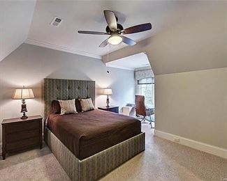 Queen size upholstered headboard (no mattress) with Kincaid matching nightstands and tall dresser