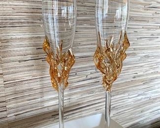 artist signed crystal flutes