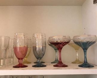 Gilt and 1/2 colored glasses crystal