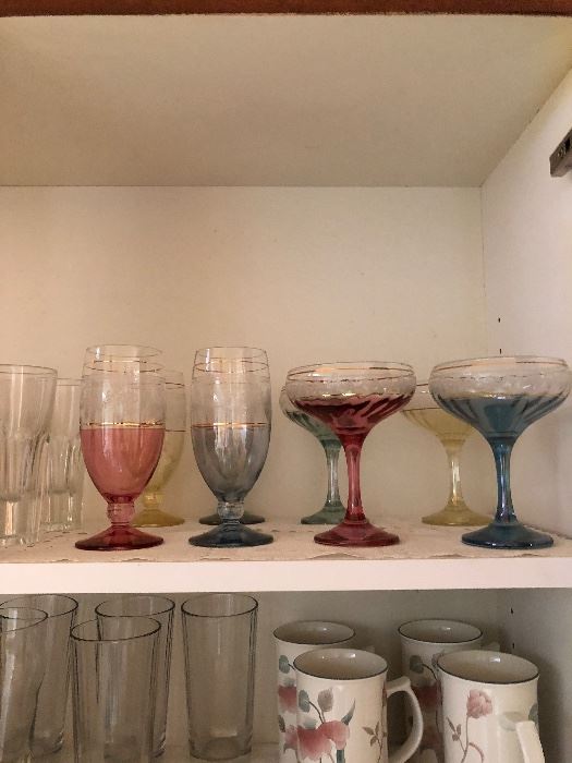 Gilt and 1/2 colored glasses crystal