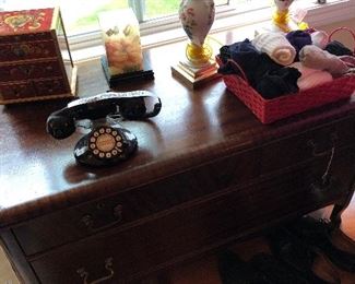 Trunk - antique phone - plus new trimline phone