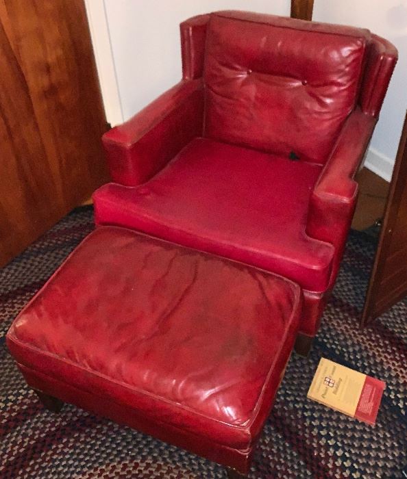 Hickory Red leather chair ottoman