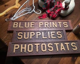 4 original signs -not pictured “work shop” From Asbury Park blue print shop
