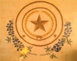 Vintage embroidered Texa state symbol with bluebonnets 