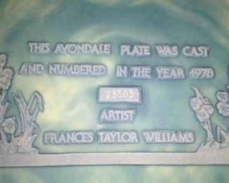 AVONDALE "The Melisa" Blue Incolay Plate 1978 by Francis Taylor Williams