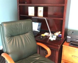 Desk with bookcase and office chair