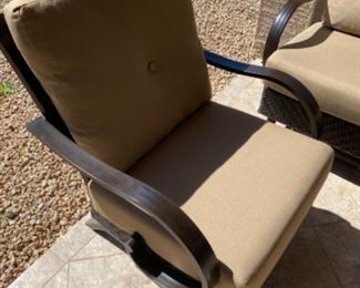 4 sunbrella outside patio rocking chairs	30x25x26	HxWxD
