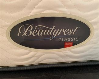 King Size Ashley Upholstered  Espresso Walnut Bed w/ Mattress/Frame Beautyrest Classic	57x80x90	HxWxD
