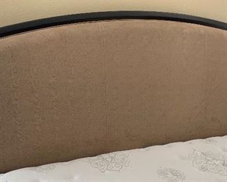 King Size Ashley Upholstered  Espresso Walnut Bed w/ Mattress/Frame Beautyrest Classic	57x80x90	HxWxD
