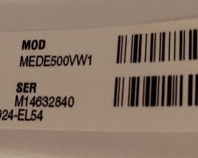 Maytag 5000 Series Electric Dryer w/ Steam MEDE500VW1	52.25x27x30in	HxWxD
