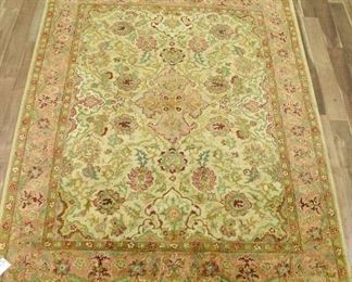 10'X8' Handmade Tufted Wool Beige/Pink Area Rug